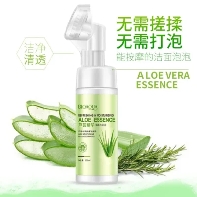 رغوة تنظيف وترطيب من Bioaqua Aloe Vera للتدليك ، عناية لطيفة ، منظف وجه نظيف للغاية - Image 2