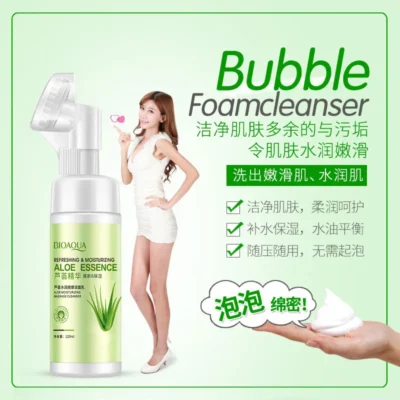 رغوة تنظيف وترطيب من Bioaqua Aloe Vera للتدليك ، عناية لطيفة ، منظف وجه نظيف للغاية - Image 5