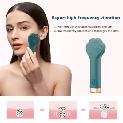 فرشاة صغيرة لتنظيف الوجه ، شحن USB ، مقاومة للماء ، 8 مستويات - Image 2