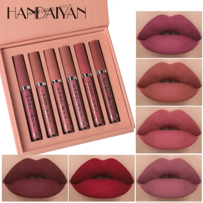 Handaiyan-طقم من 6 أحمر شفاه سائل