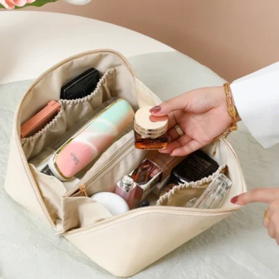 سعة كبيرة حقيبة مستحضرات التجميل حقيبة تخزين مستحضرات التجميل بولي Leather - Image 2