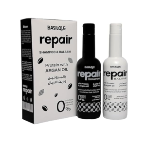 شامبو وبلسم من بازيلك بالبروتين وزيت الارجان – 500مل